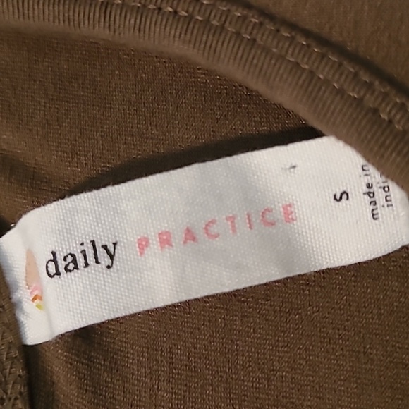 Anthropologie Daily Practice Olive Green Racer Back Ruched Asymmetrical Dress S - Picture 3 of 10